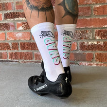 Load image into Gallery viewer, SNAP BEST DAMN CYCLING SOCKS - CRISP WHITE
