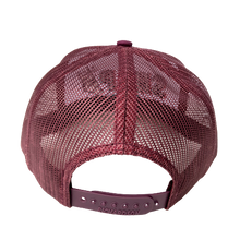 Load image into Gallery viewer, Snap Cycling trucker hat maroon baseball cap back
